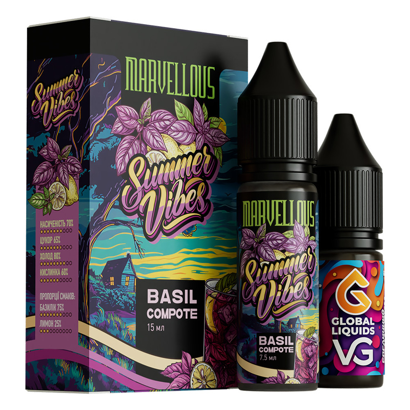 Купить Жидкость Marvellous Summer Basil Compote, 15 мл
